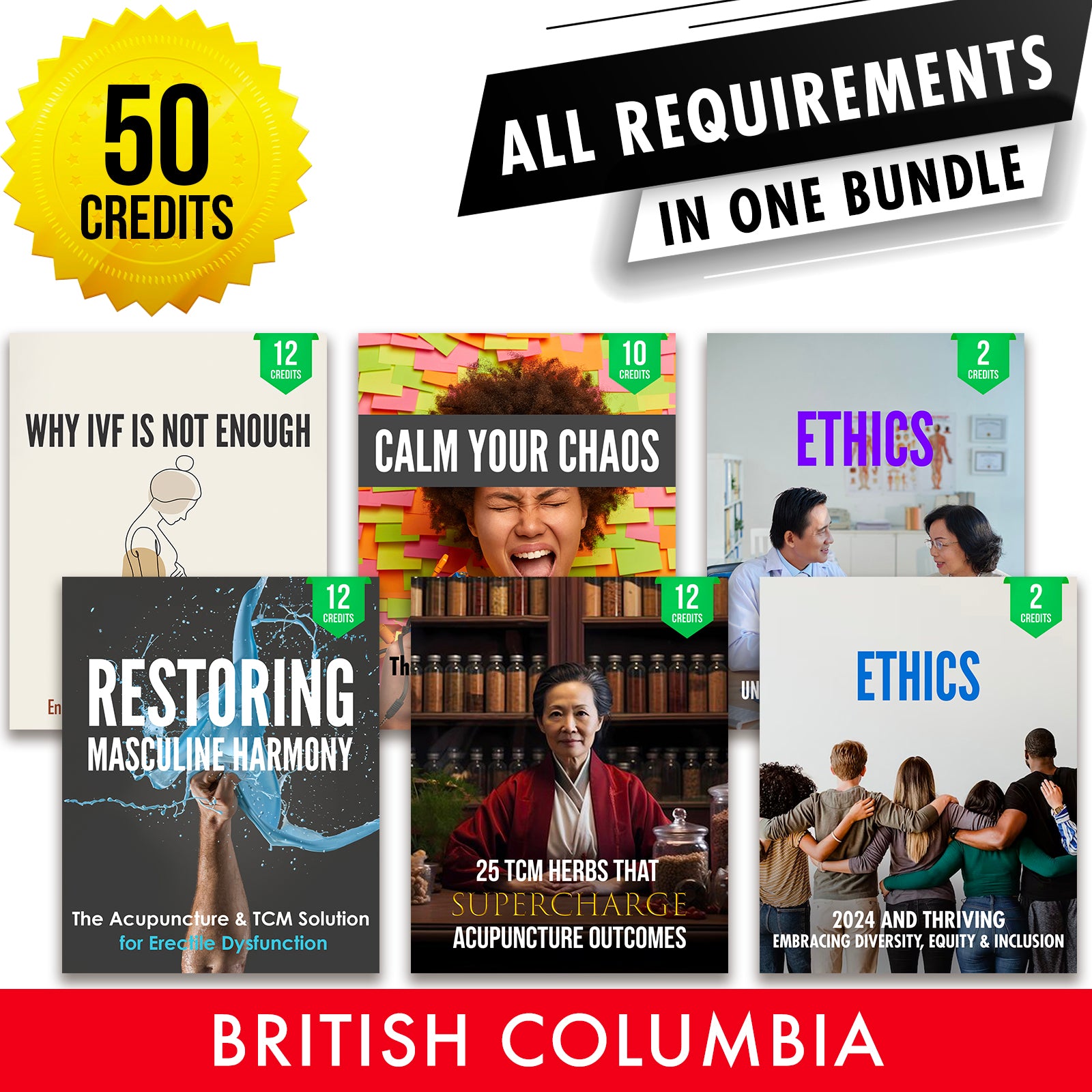 CTCMA of BC Bundle 1: Full Registration Renewal - All Required Continuing Education Credits in One Package, 50 Hours ACEU Masters continuing education florida california nccaom australia uk canada