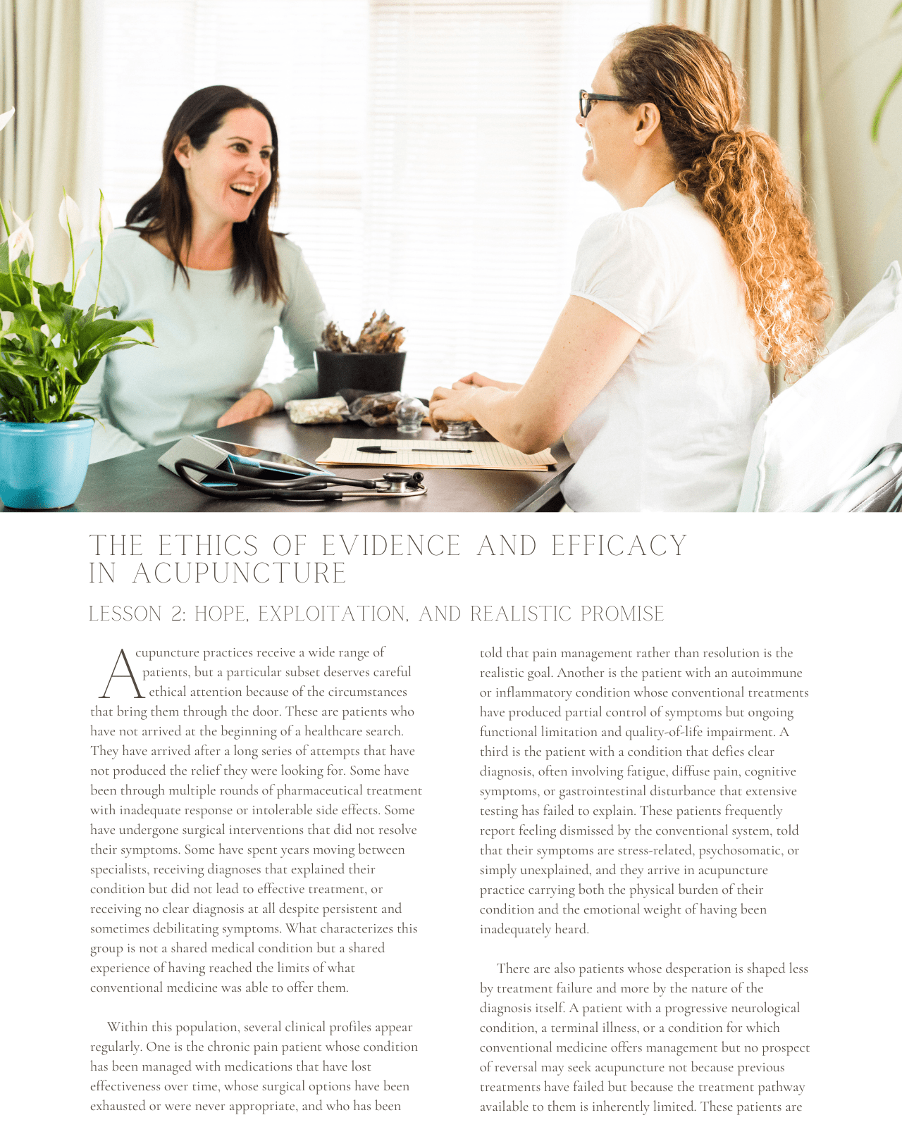 Between Hope and Honesty: The Ethics of Evidence and Efficacy in Acupuncture - NCCAOM Approved Acupuncture Continuing Education, Ethics, 2 PDA/CEU ACEU Masters continuing education florida california nccaom australia uk canada