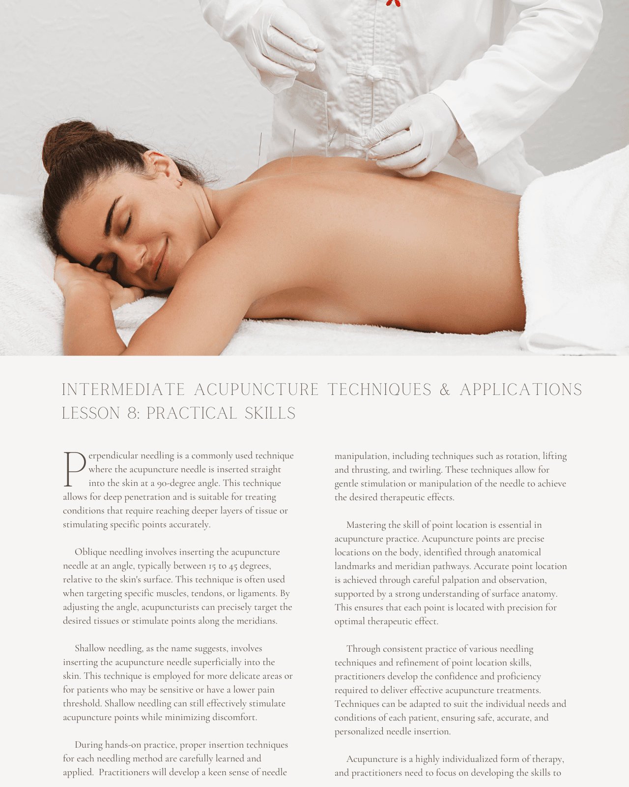 Beyond the Basics: Intermediate Acupuncture Techniques and Applications - NCCAOM Approved Acupuncture Continuing Education, AOM General Hours, 6 PDA/CEU ACEU Masters continuing education florida california nccaom australia uk canada