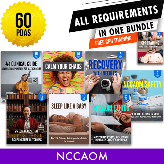 NCCAOM Bundle 2: Full Recertification - All Required Acupuncture Continuing Education Credits in One Package, 60 PDA/CEU ACEU Masters continuing education florida california nccaom australia uk canada