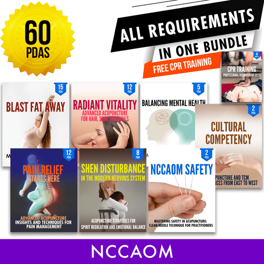 NCCAOM Bundle 3: Full Recertification - All Required Acupuncture Continuing Education Credits in One Package, 60 PDA/CEU ACEU Masters continuing education florida california nccaom australia uk canada