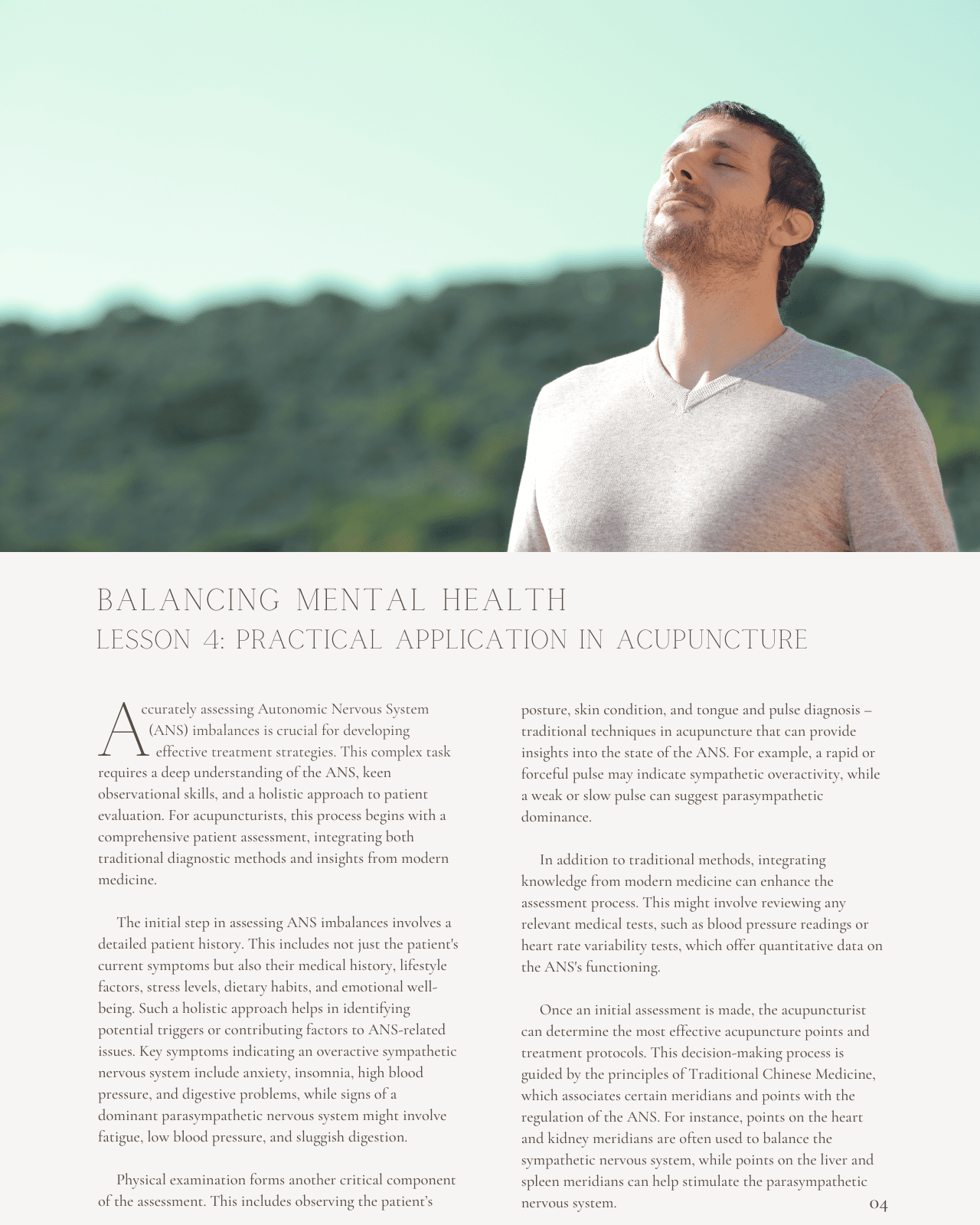 Balancing Mental Health: Acupuncture's Influence on the Autonomic Nervous System - Florida Board of Acupuncture Continuing Education, Biomedical Sciences, 5 CEU ACEU Masters California Acupuncture Board NCCAOM Florida acupuncture continuing education CEU PDA