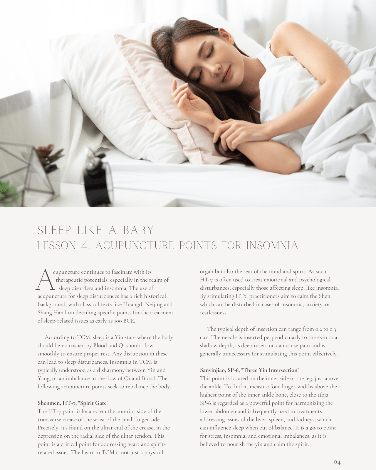 Sleep Like a Baby: The TCM Patterns And Acupuncture Points for Restlessness - NCCAOM Continuing Education, AOM, 10 PDA ACEU Masters California Acupuncture Board NCCAOM Florida acupuncture continuing education CEU PDA