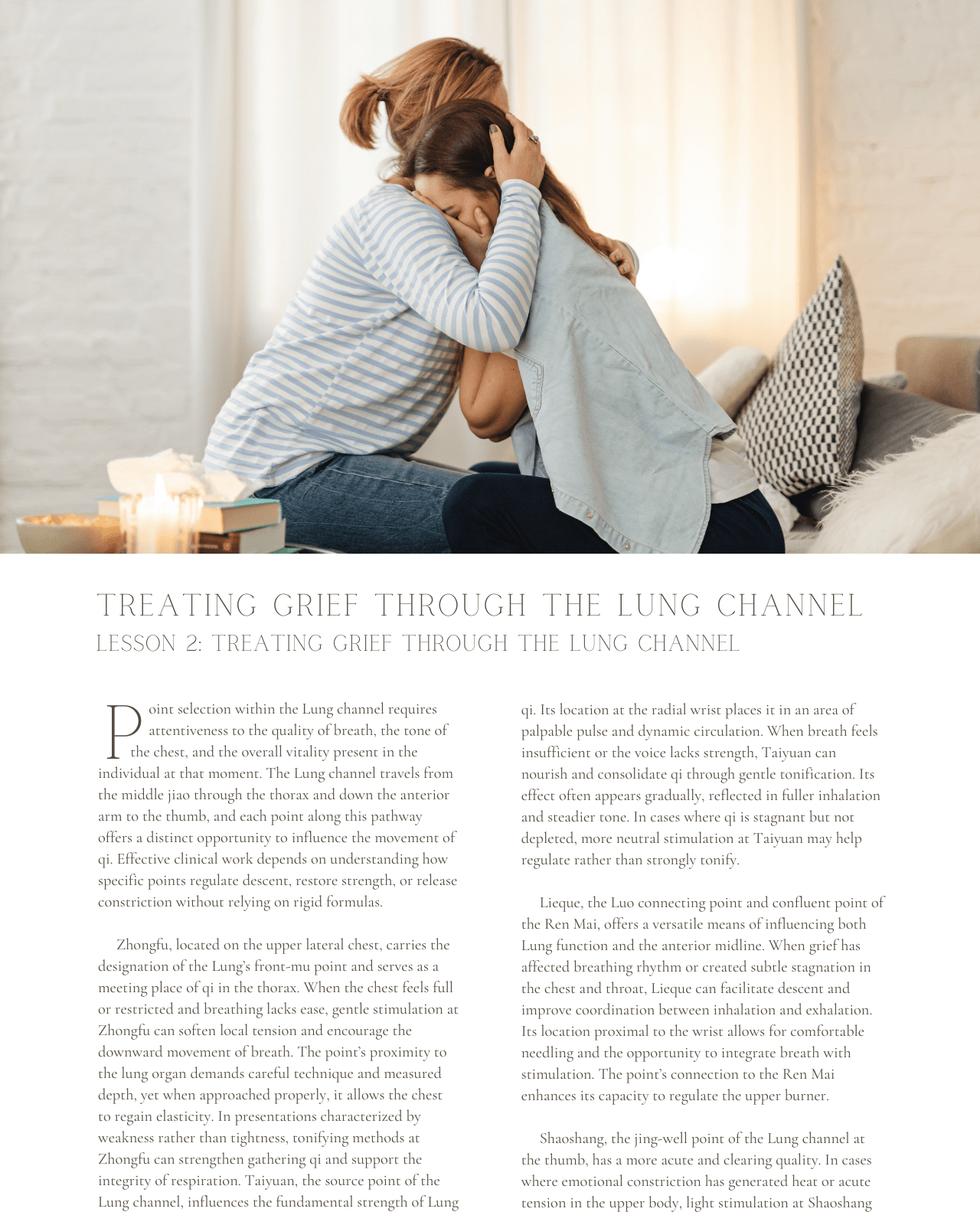 Treating Grief Through the Lung Channel: A Holistic Guide - NCCAOM Approved Acupuncture Continuing Education, AOM General Hours, 4 PDA/CEU ACEU Masters continuing education florida california nccaom australia uk canada