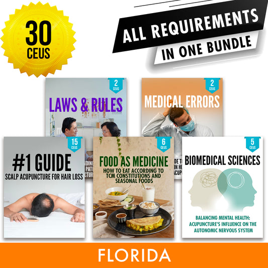 *NEW FOR 2026* Florida Bundle 0: Full Recertification - All Required Continuing Education Credits in One Package, 30 CEUs ACEU Masters continuing education florida california nccaom australia uk canada