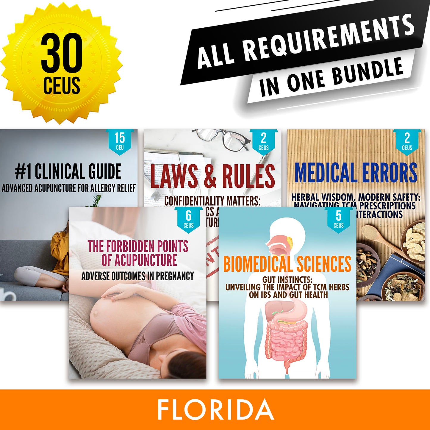 *NEW FOR 2026* Florida Bundle 2: Full Recertification - All Required Continuing Education Credits in One Package, 30 CEUs ACEU Masters continuing education florida california nccaom australia uk canada