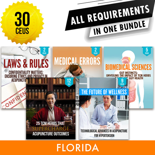 *NEW FOR 2026* Florida Bundle 6: Full Recertification - All Required Continuing Education Credits in One Package, 30 CEUs ACEU Masters continuing education florida california nccaom australia uk canada
