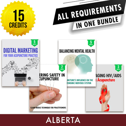 Alberta Bundle 3: Full Registration Renewal - All Required Continuing Competency Program Credits in One Package, 15 CCP ACEU Masters continuing education florida california nccaom australia uk canada