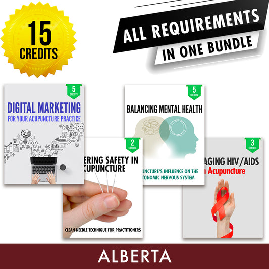 Alberta Bundle 3: Full Registration Renewal - All Required Continuing Competency Program Credits in One Package, 15 CCP ACEU Masters continuing education florida california nccaom australia uk canada