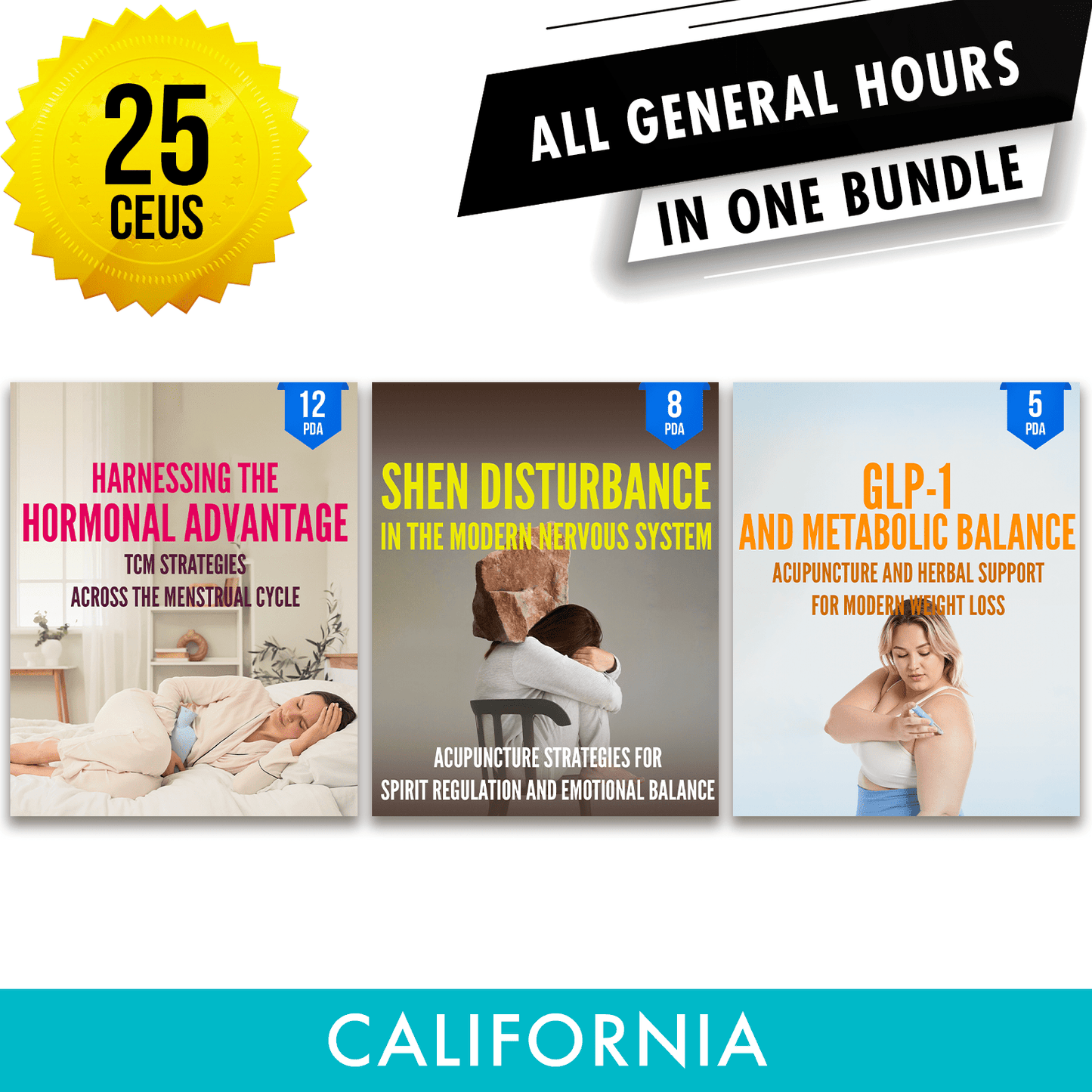 California Online Bundle 3: *NEW FOR 2026* Independent Study Package, Acupuncture Continuing Education, 25 CEUs, Category 1 ACEU Masters continuing education florida california nccaom australia uk canada