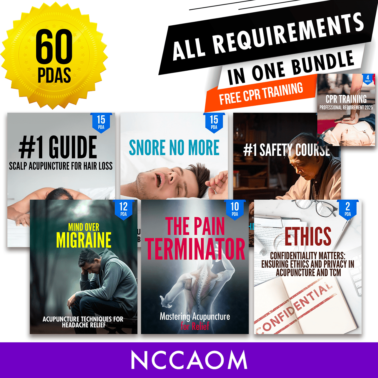 NCCAOM Bundle 1: Full Recertification - All Required Acupuncture Continuing Education Credits in One Package, 60 PDA/CEU ACEU Masters continuing education florida california nccaom australia uk canada