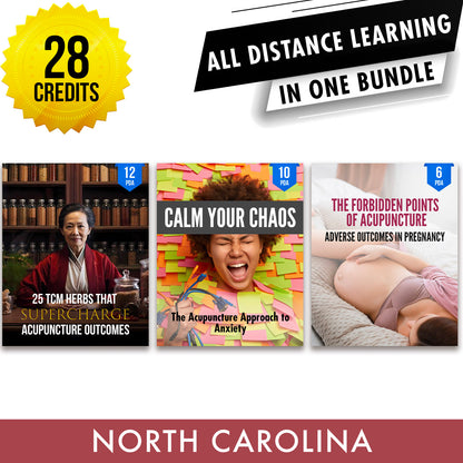 North Carolina Online CE Bundle 1: Independent Study Package, Acupuncture Continuing Education, 28 PDA/CEU Hours ACEU Masters continuing education florida california nccaom australia uk canada