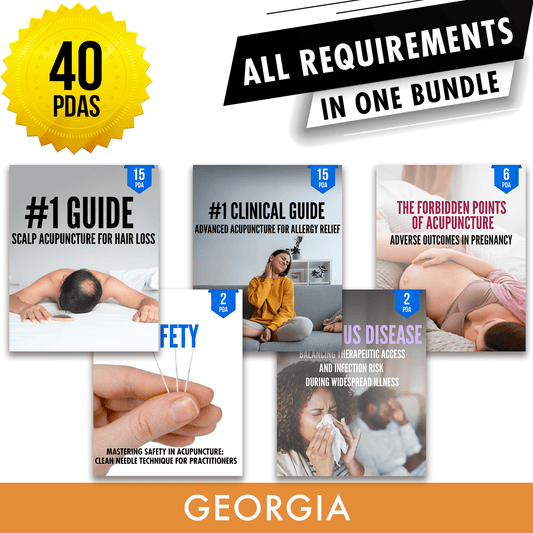 Georgia Bundle 1: Full Recertification - All Required Acupuncture Continuing Education Credits in One Package, 40 PDA/CEU Hours ACEU Masters continuing education florida california nccaom australia uk canada