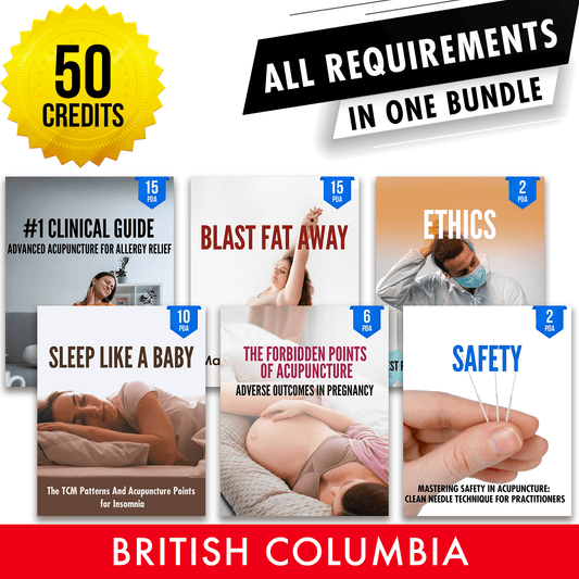 CTCMA of BC Bundle 2: Full Registration Renewal - All Required Acupuncture Continuing Education Credits in One Package, 50 Hours ACEU Masters continuing education florida california nccaom australia uk canada