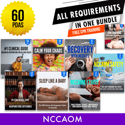 NCCAOM Bundle 2: Full Recertification - All Required Acupuncture Continuing Education Credits in One Package, 60 PDA/CEU ACEU Masters continuing education florida california nccaom australia uk canada