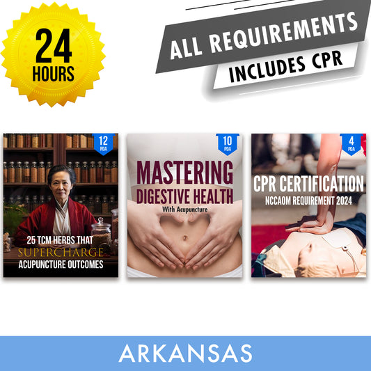 Arkansas Bundle 2: Full Recertification - All Required Continuing Education Credits in One Package, 24 PDA/CEU Hours ACEU Masters continuing education florida california nccaom australia uk canada