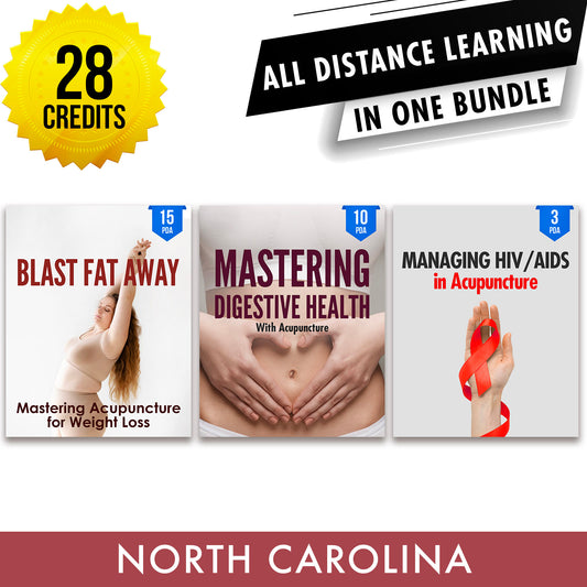 North Carolina Online CE Bundle 2: Independent Study Package, Acupuncture Continuing Education, 28 PDA/CEU Hours ACEU Masters continuing education florida california nccaom australia uk canada