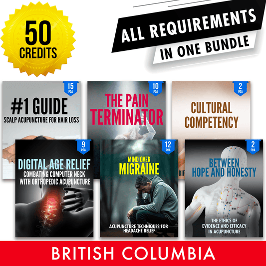 CTCMA of BC Bundle 3: Full Registration Renewal - All Required Acupuncture Continuing Education Credits in One Package, 50 Hours ACEU Masters continuing education florida california nccaom australia uk canada