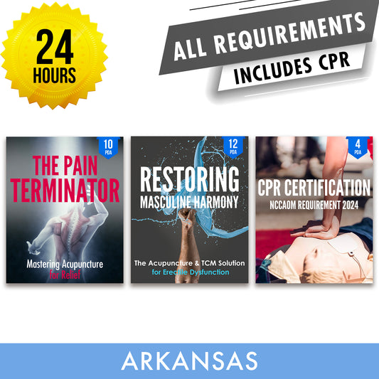 Arkansas Bundle 3: Full Recertification - All Required Continuing Education Credits in One Package, 24 PDA/CEU Hours ACEU Masters continuing education florida california nccaom australia uk canada