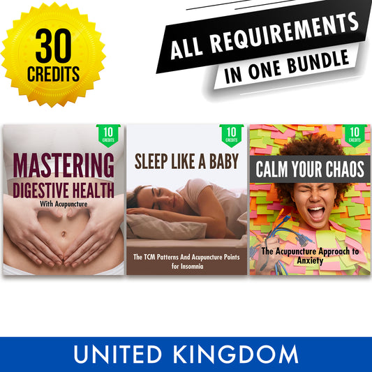 British Acupuncture Council Bundle 1: Full Registration Renewal - All Required Continuing Professional Development Credits in One Package, 30 CPD ACEU Masters continuing education florida california nccaom australia uk canada