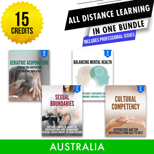Chinese Medicine Board of Australia Bundle 1: *NEW FOR 2026/2027* Registration Renewal - Required Acupuncture Continuing Professional Development in One Package, 15 CPD ACEU Masters continuing education florida california nccaom australia uk canada