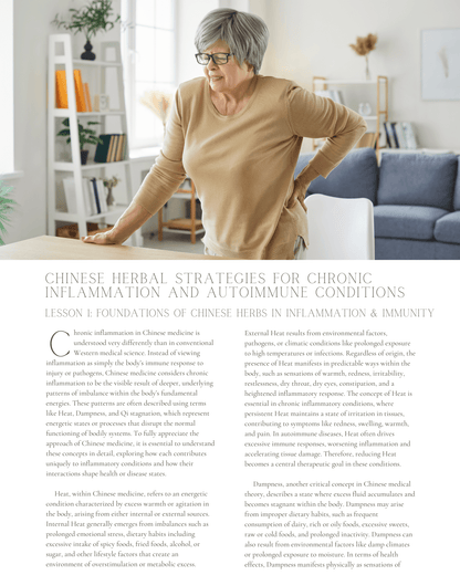 Calming the Fire: Chinese Herbal Approach for Chronic Inflammation and Autoimmune Conditions - NCCAOM Approved Acupuncture Continuing Education, AOM General Hours, Herbology, 6 PDA/CEU ACEU Masters continuing education florida california nccaom australia uk canada