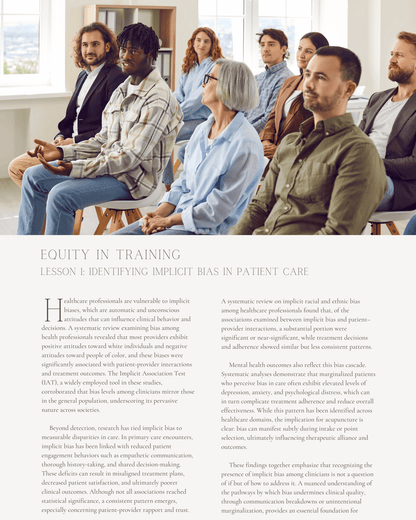 Equity in Training: Confronting Implicit Bias and Structural Racism in Traditional Chinese Medicine - NCCAOM Approved Acupuncture Continuing Education, Implicit Bias, 1 PDA/CEU ACEU Masters continuing education florida california nccaom australia uk canada