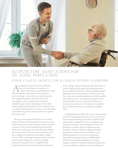 Geriatric Acupuncture: Acupuncture Adaptations for an Aging Population - NCCAOM Approved Acupuncture Continuing Education, AOM General Hours, 6 PDA/CEU ACEU Masters continuing education florida california nccaom australia uk canada