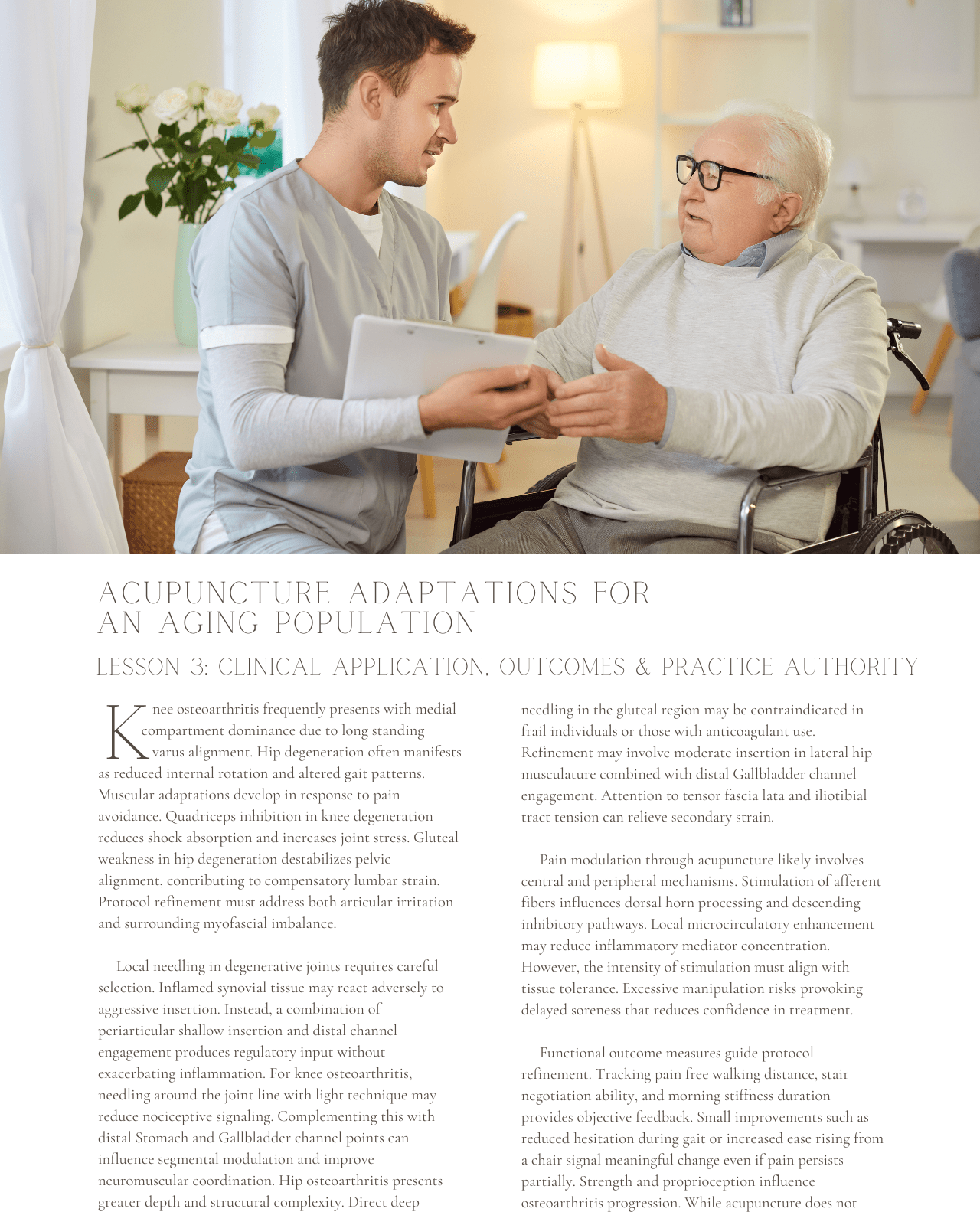 Geriatric Acupuncture: Acupuncture Adaptations for an Aging Population - NCCAOM Approved Acupuncture Continuing Education, AOM General Hours, 6 PDA/CEU ACEU Masters continuing education florida california nccaom australia uk canada