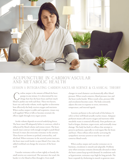 The Heart of the Matter: Acupuncture in Cardiovascular and Metabolic Health - NCCAOM Approved Acupuncture Continuing Education, AOM, Biomedical Sciences, 5 PDA/CEU ACEU Masters continuing education florida california nccaom australia uk canada