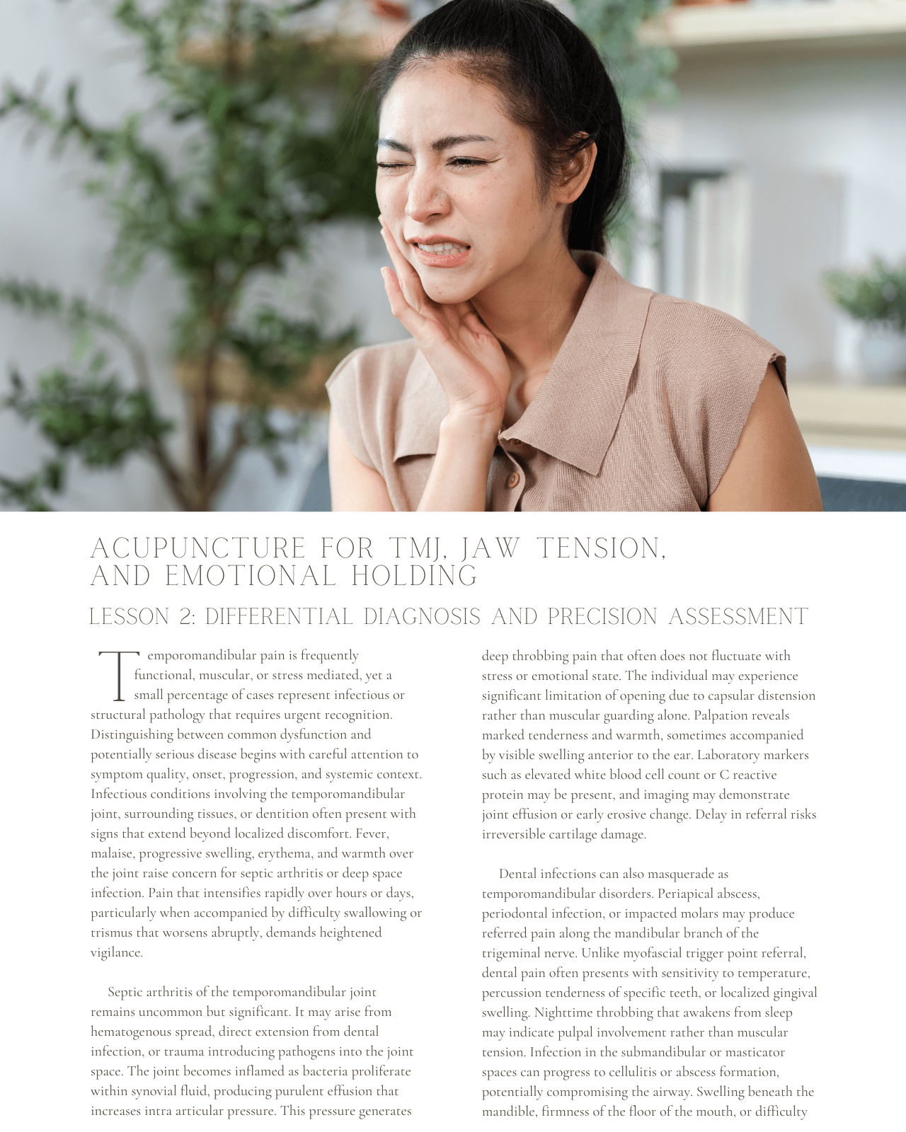 Jaw Unclenched: Acupuncture for TMJ, Jaw Tension, and Emotional Holding - NCCAOM Approved Acupuncture Continuing Education, AOM General Hours, 8 PDA/CEU ACEU Masters continuing education florida california nccaom australia uk canada