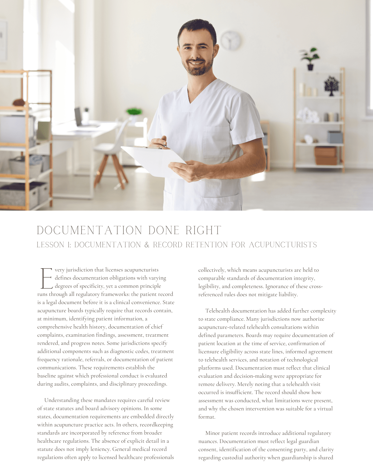 Documentation Done Right: Recordkeeping for Acupuncturists - NCCAOM Approved Acupuncture Continuing Education, Ethics, Laws & Rules, 2 PDA/CEU ACEU Masters continuing education florida california nccaom australia uk canada