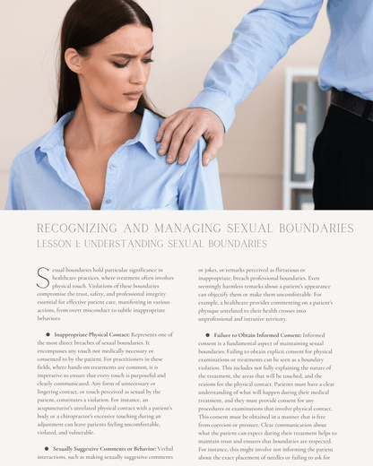 Setting Limits: A Guide to Recognizing and Managing Sexual Boundaries in Healthcare - NCCAOM Approved Acupuncture Continuing Education, Ethics, Sexual Harassment Prevention, 2 PDA/CEU ACEU Masters continuing education florida california nccaom australia uk canada