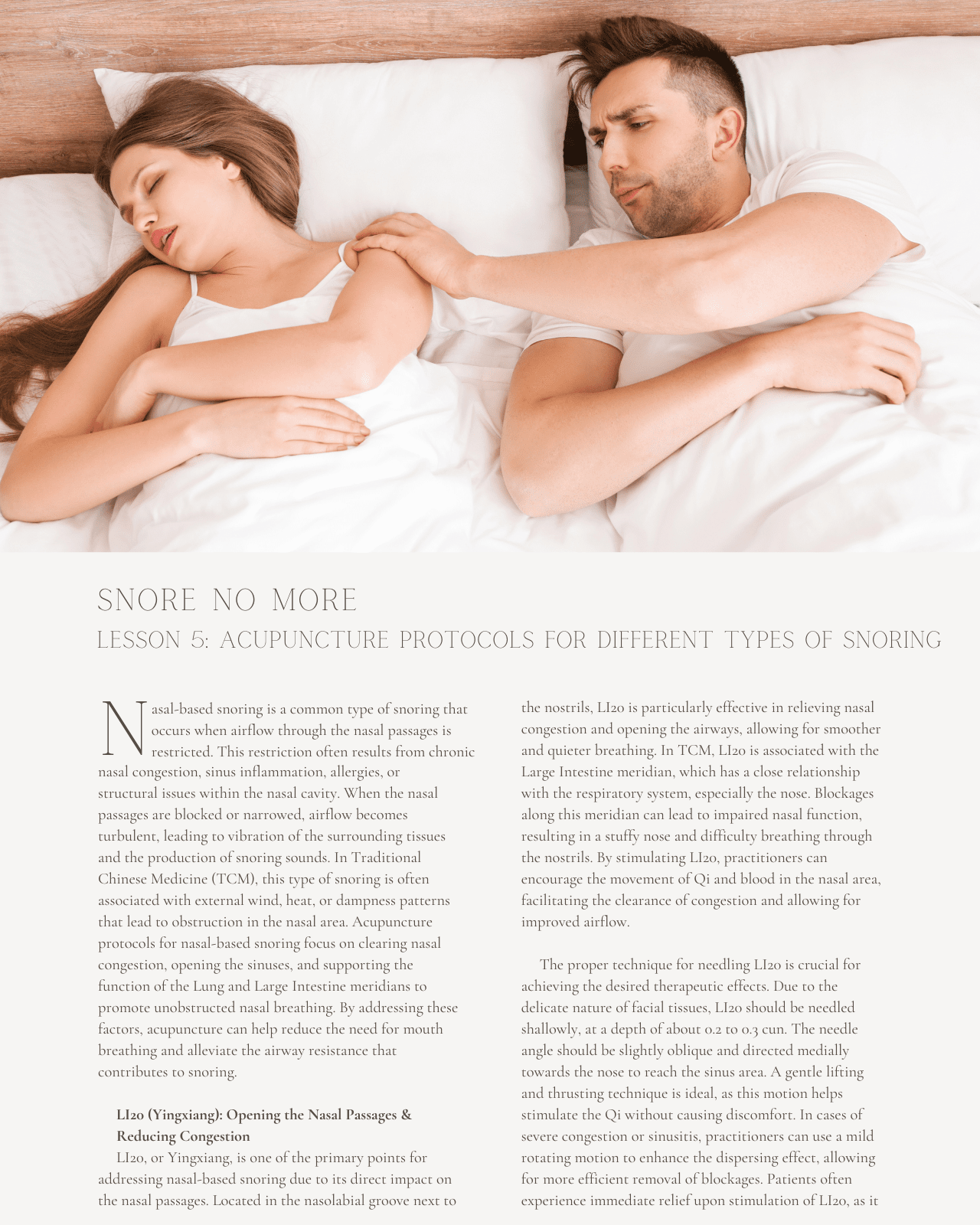 Snore No More: Acupuncture Approaches to Breathe Better at Night - NCCAOM Approved Acupuncture Continuing Education, AOM General Hours, 15 PDA/CEU ACEU Masters continuing education florida california nccaom australia uk canada