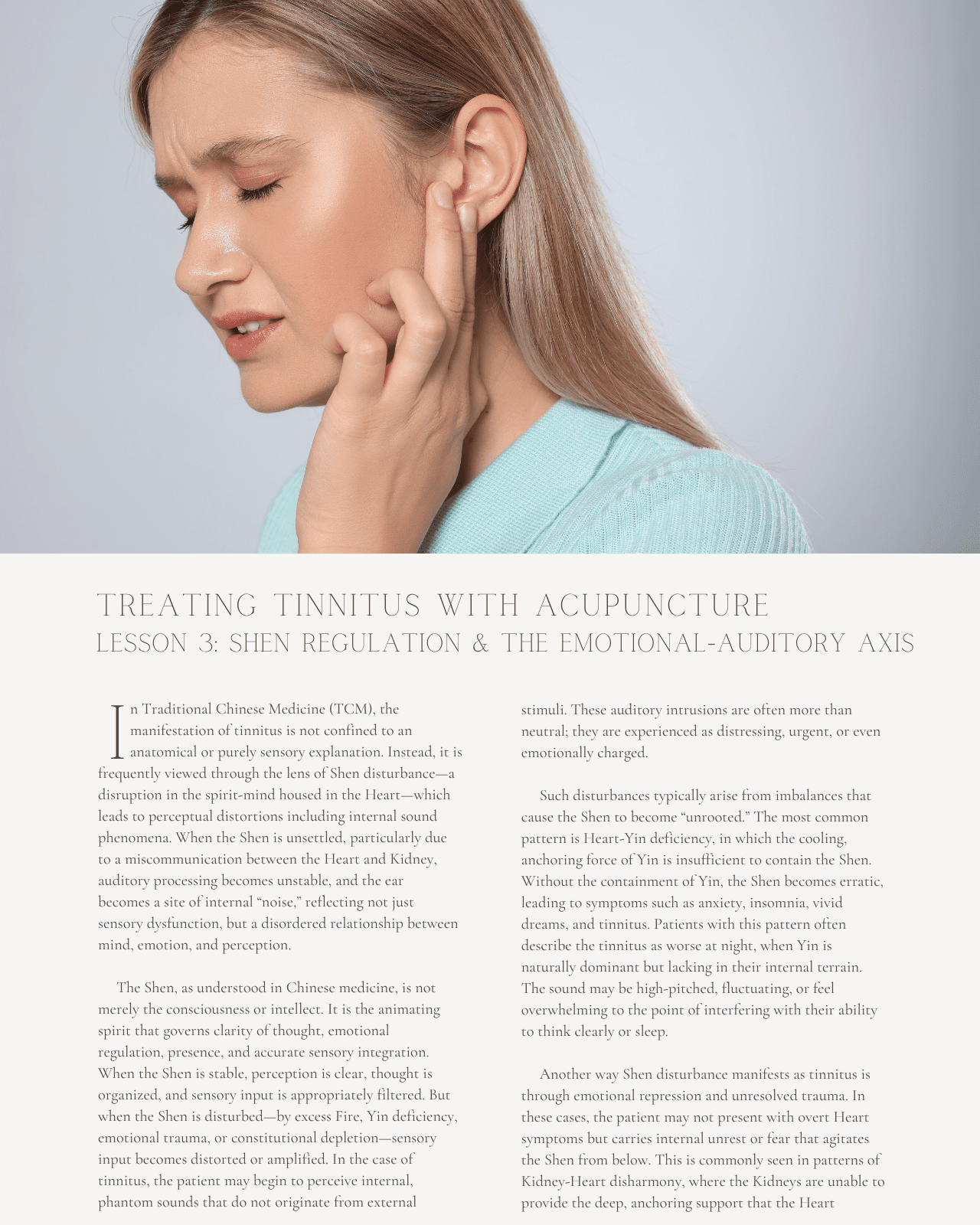 Treating Tinnitus with Acupuncture: Restoring Balance in the Auditory System - NCCAOM Approved Acupuncture Continuing Education, AOM General Hours, 8 PDA/CEU